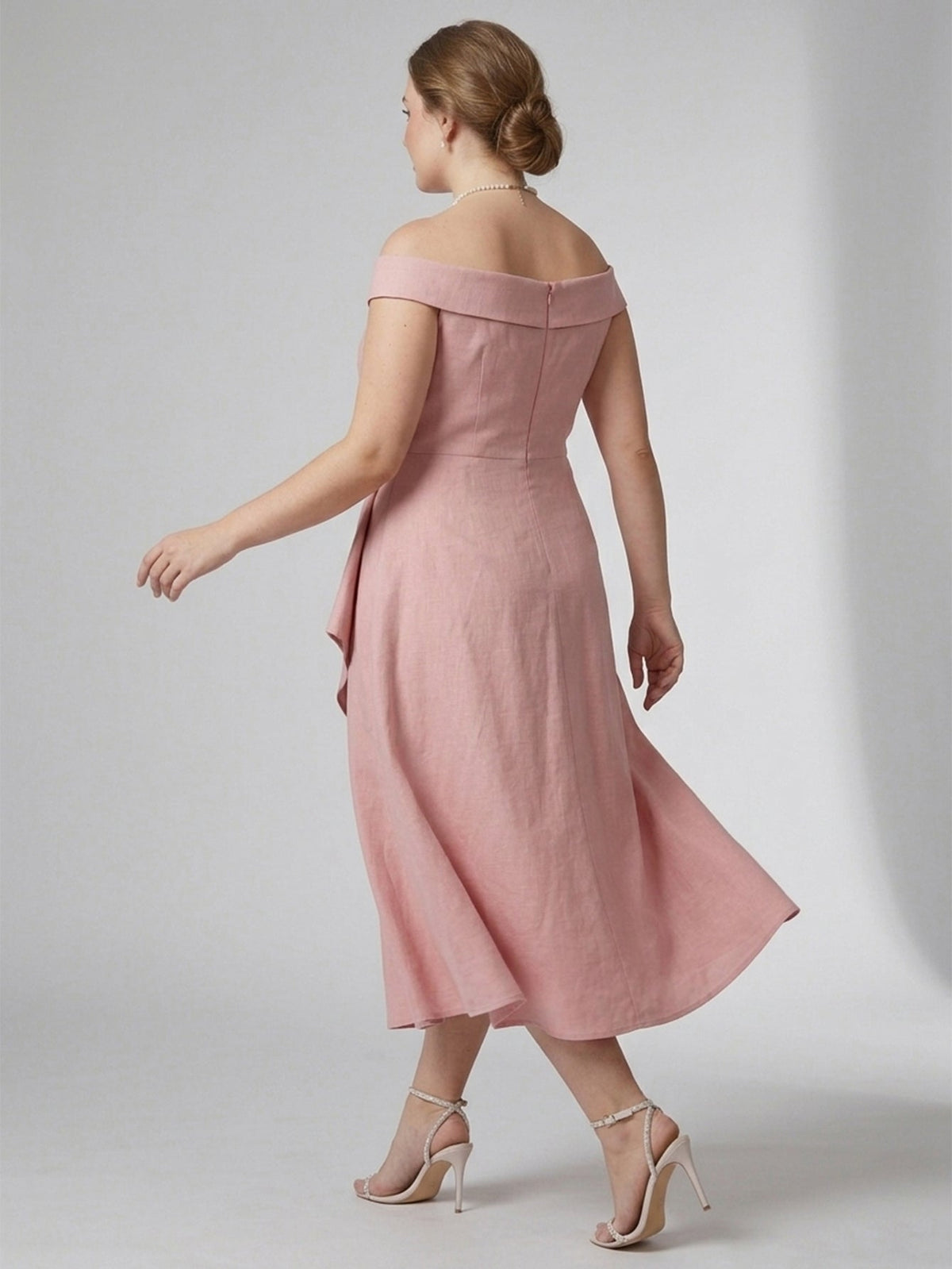 Larui Plus Size Women's Off-Shoulder Elegant Linen  Dress