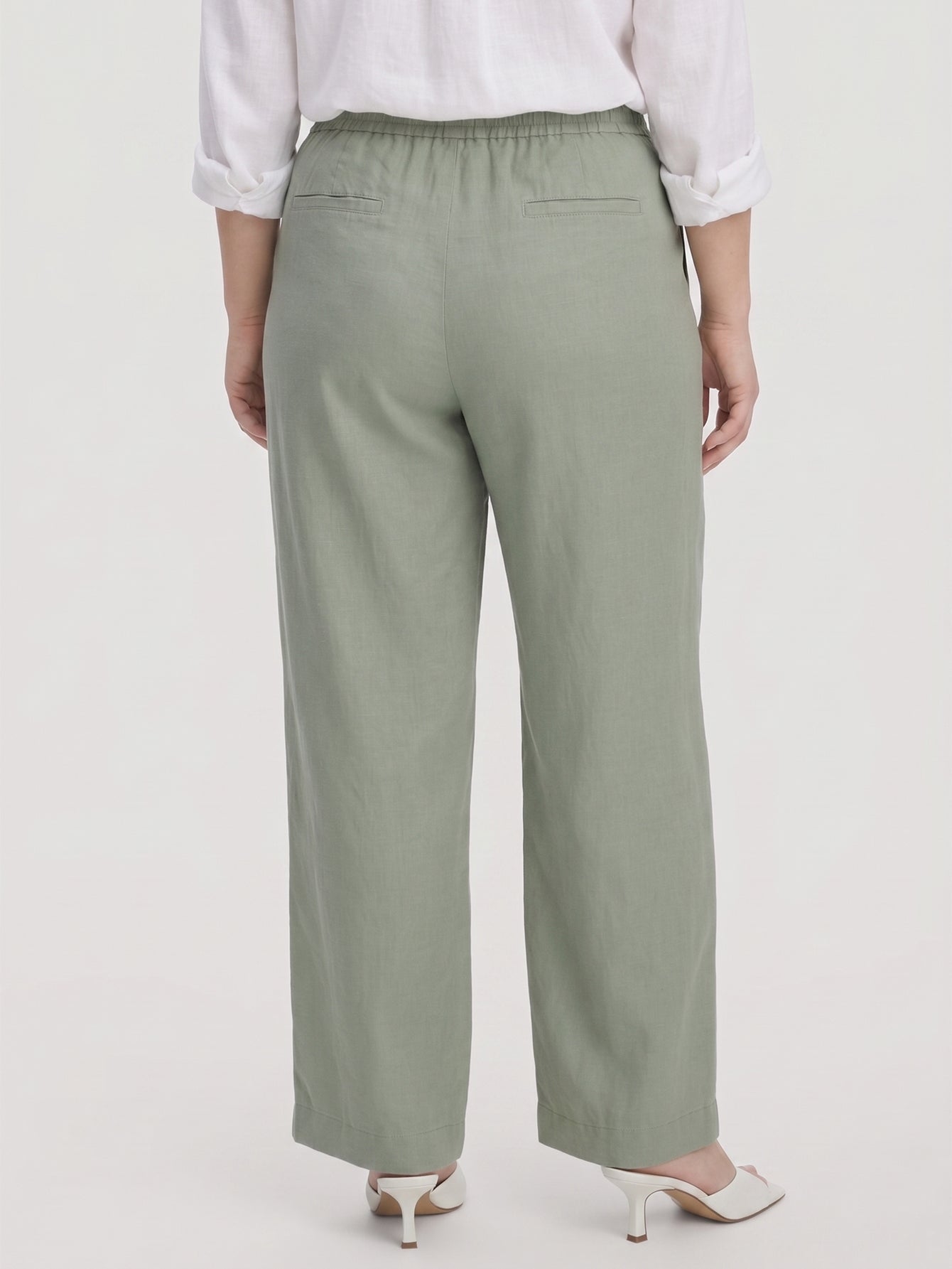 Larui Plus Size Women's Linen Pocket Wide-Leg Pants