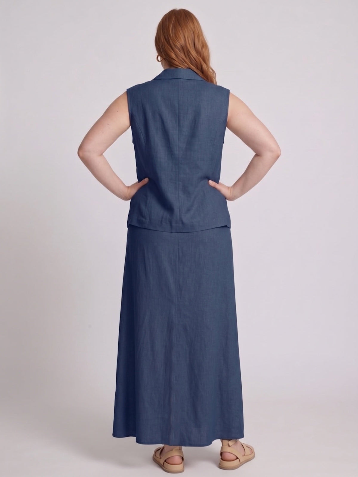 Larui Plus Size Women's LinenSkirt Set (With Asymmetric Hem Tank Top)