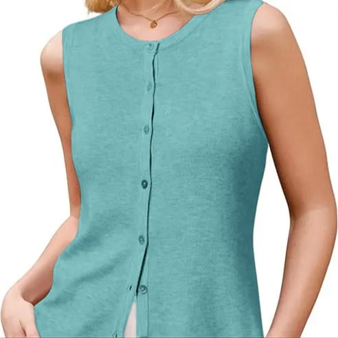 Women's SummerVibes Wool Blend Tank Top Button Down Non See Through Casual Business Outfit 2026