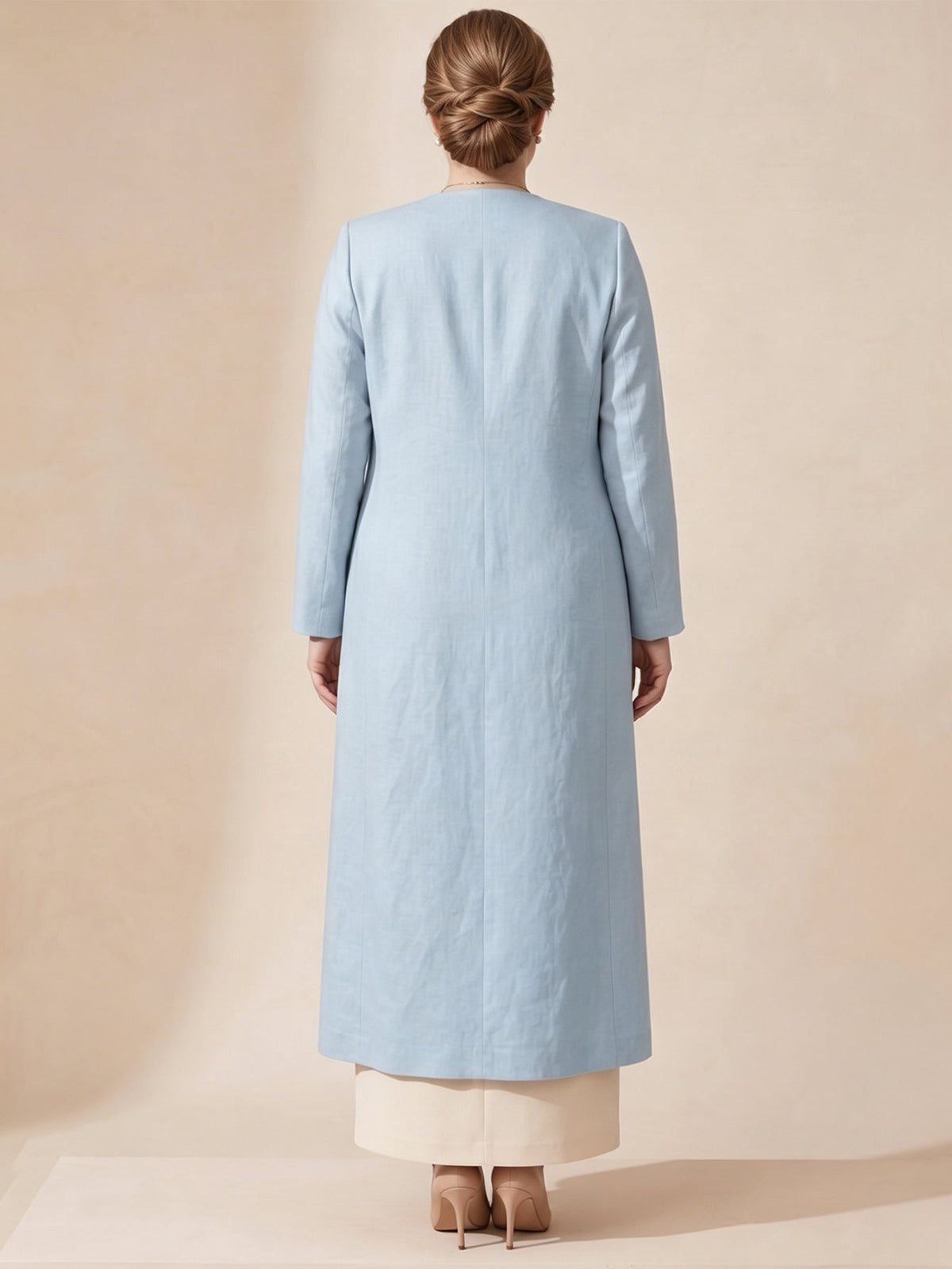 Larui Plus Size Women's Bow-Knot Wedding Long Linen Coat