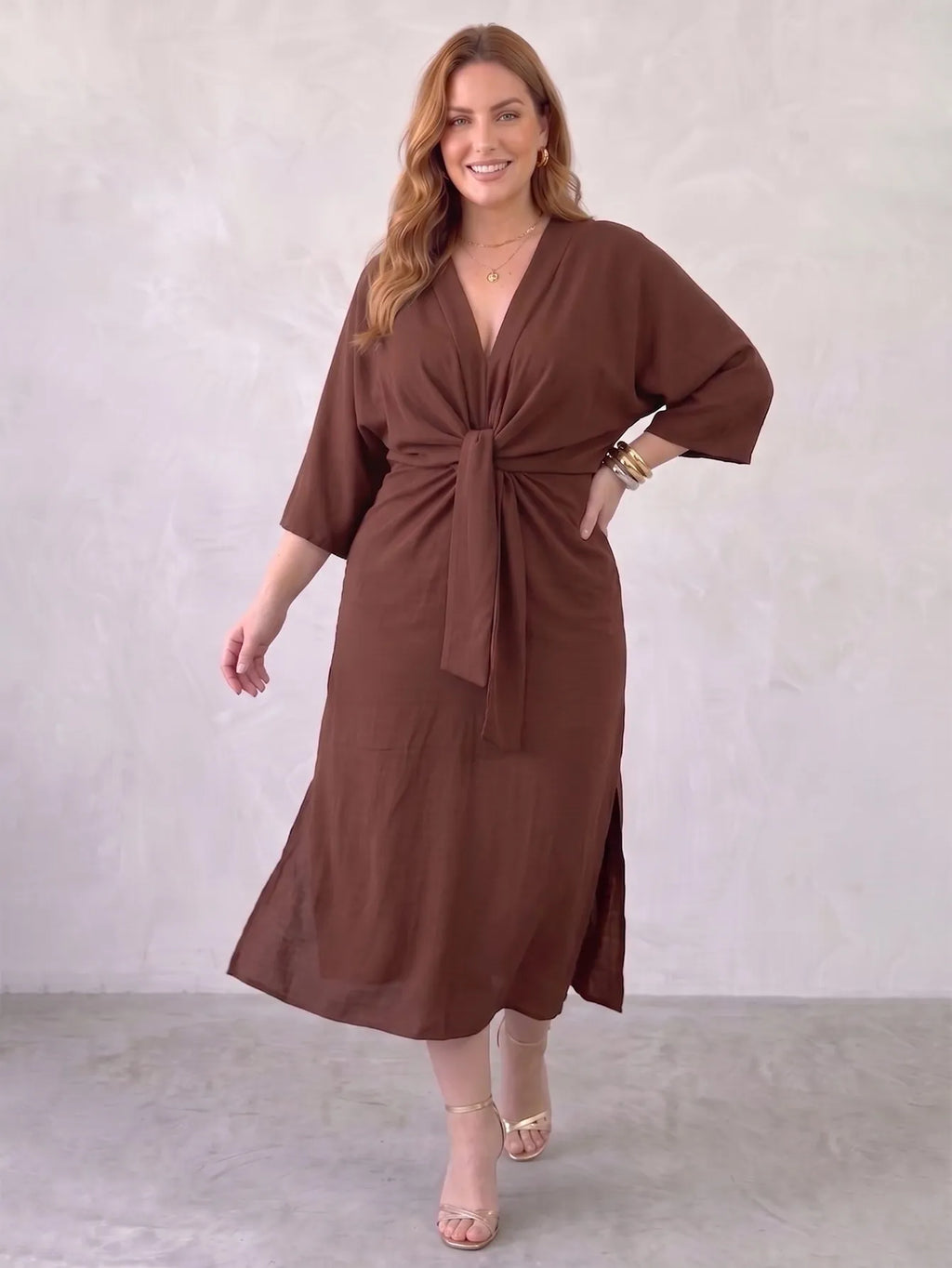 Larui Plus Size Women's Linen Pocket Dress