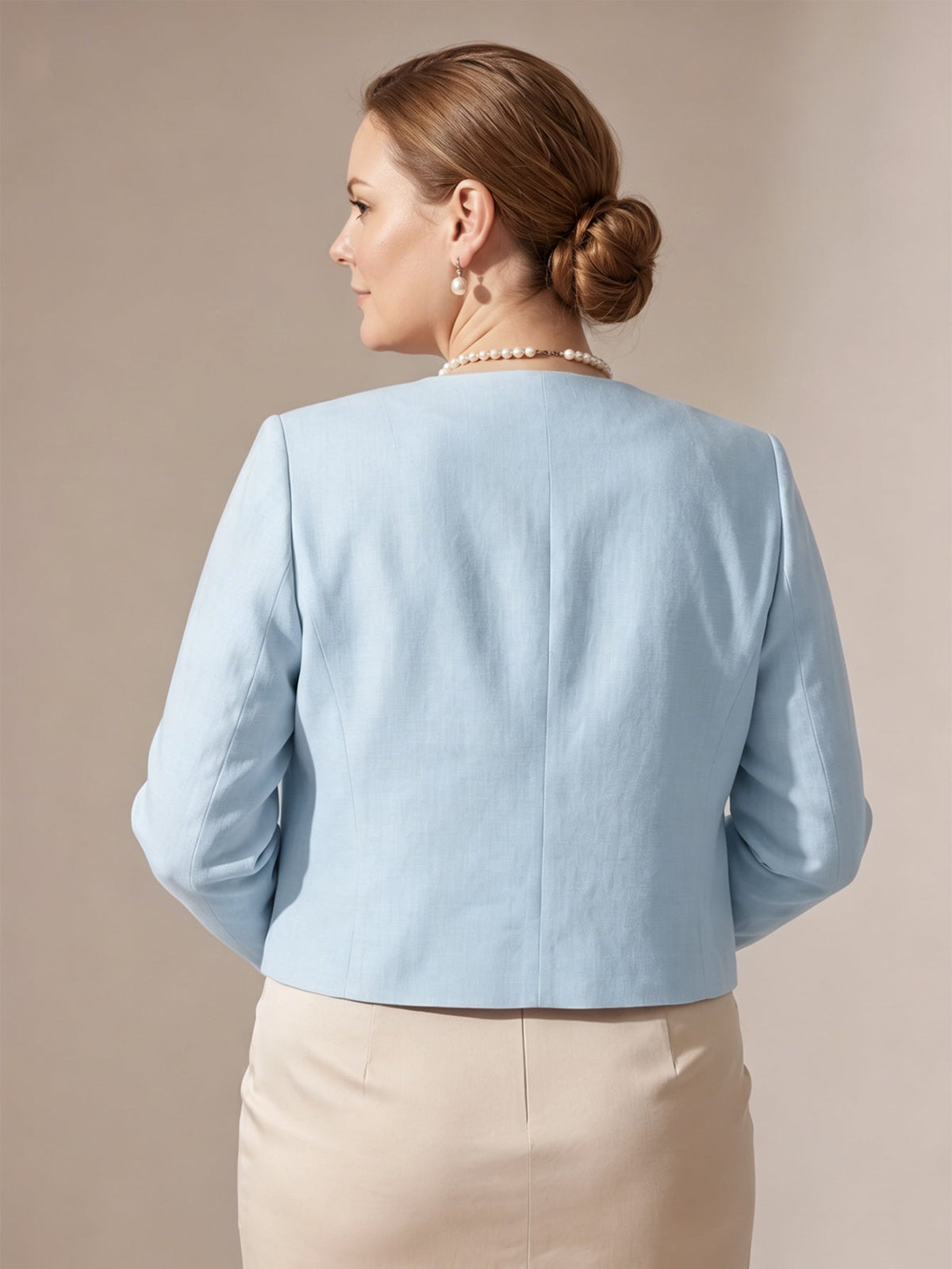 Larui Plus Size Women's Bow-Tie Short Elegant Linen Jacket