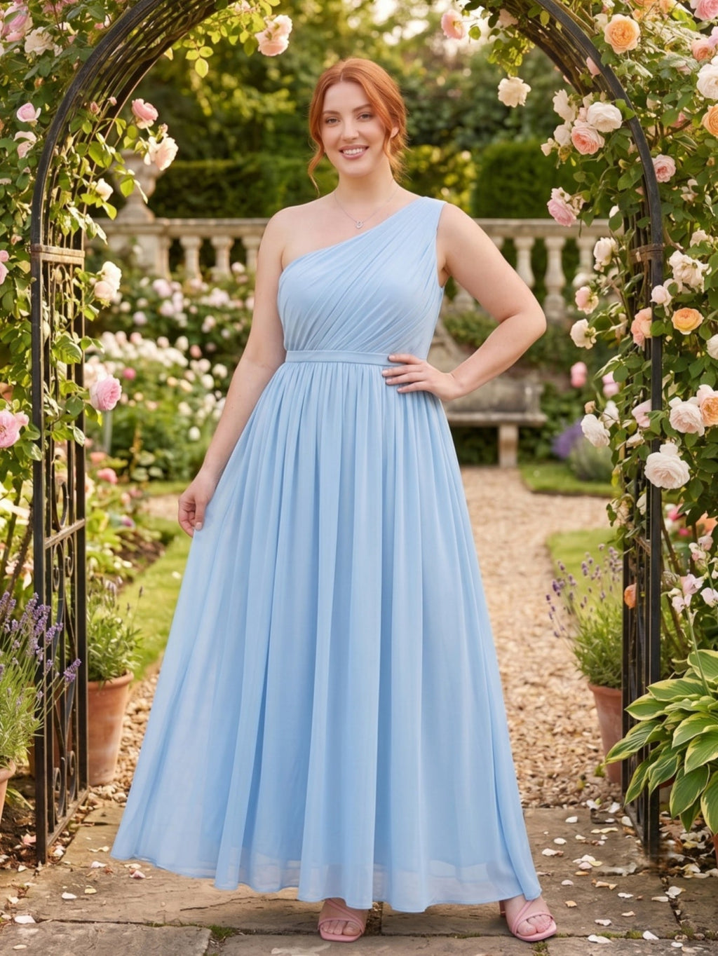 Larui  Plus-Size Women's One-Shoulder  Dress