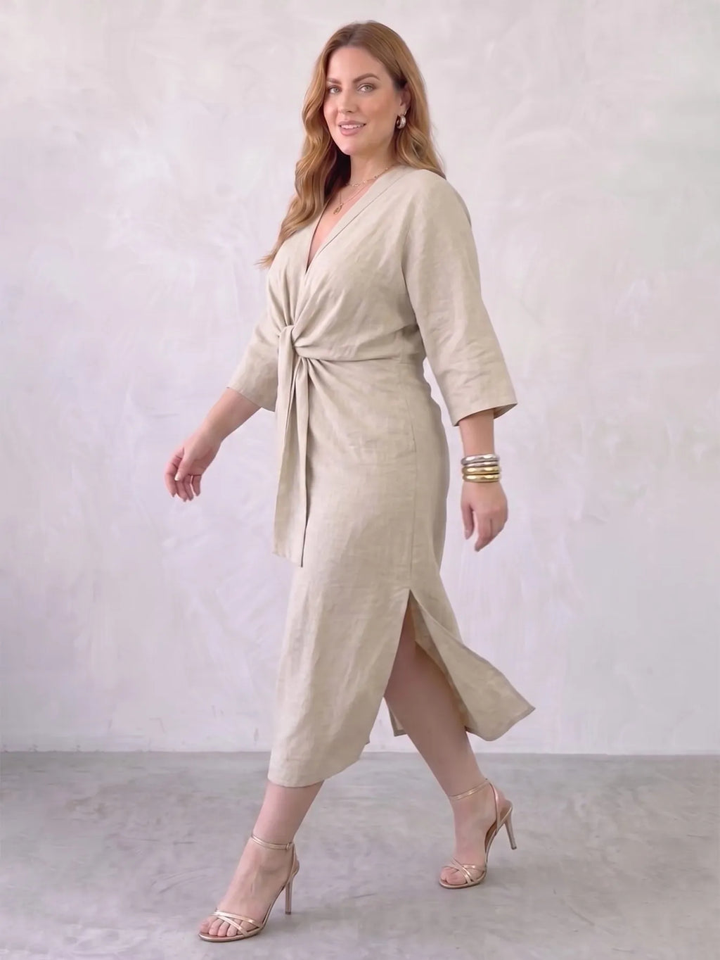 Larui Plus Size Women's Linen Pocket Dress