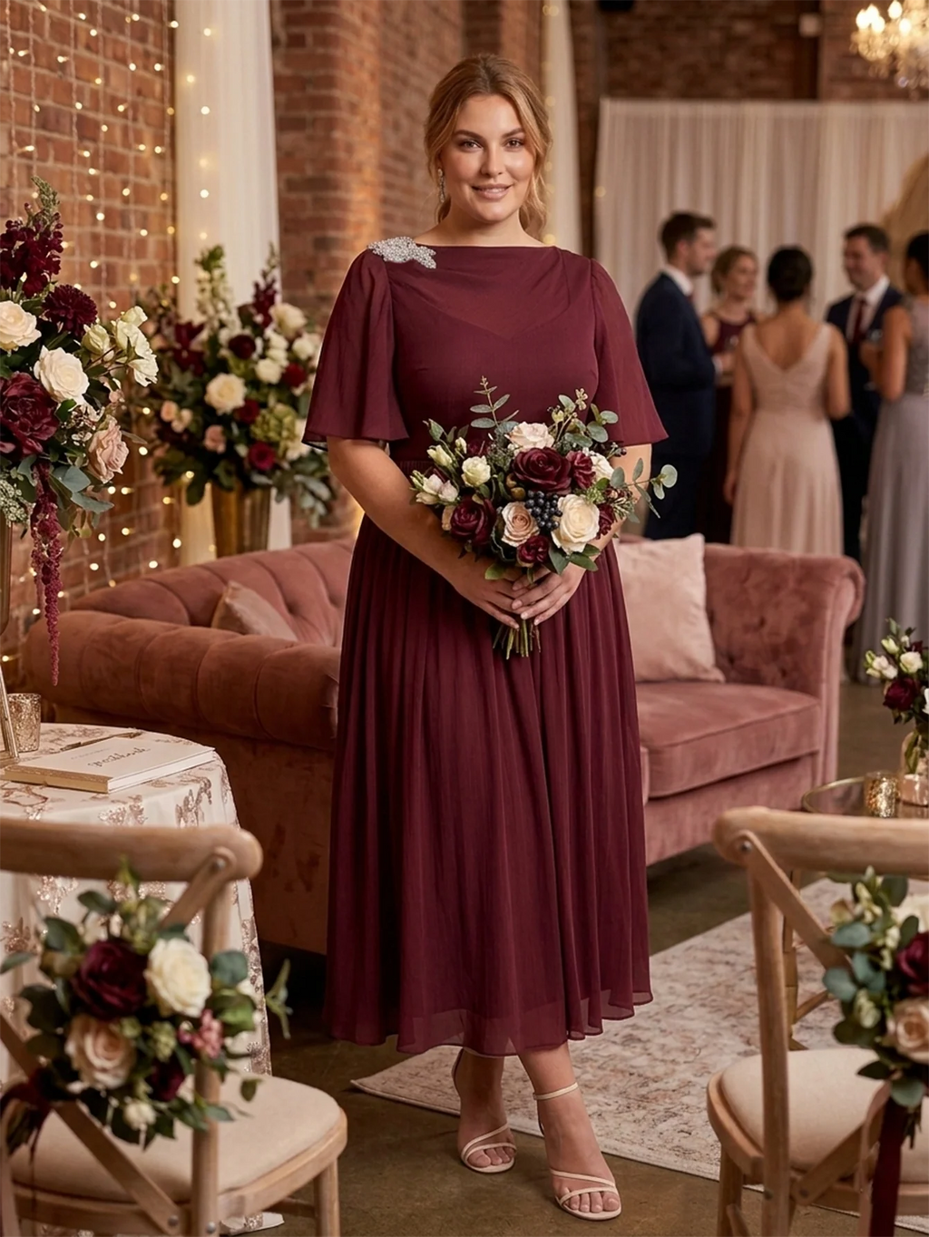 Larui Plus Size Women's Chiffon Dress