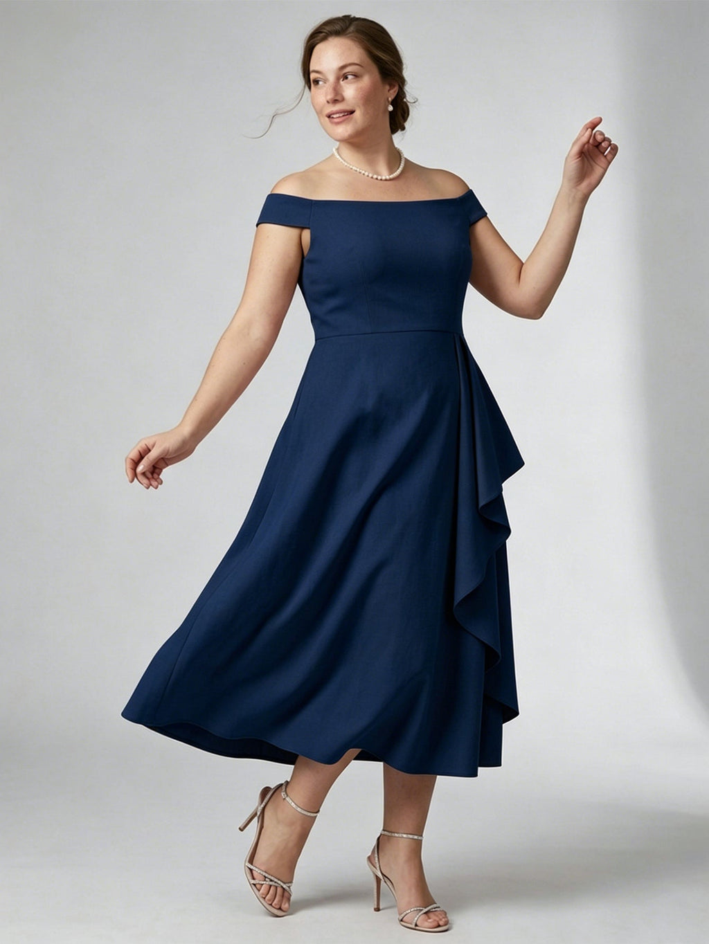 Larui Plus Size Women's Off-Shoulder Elegant Linen  Dress