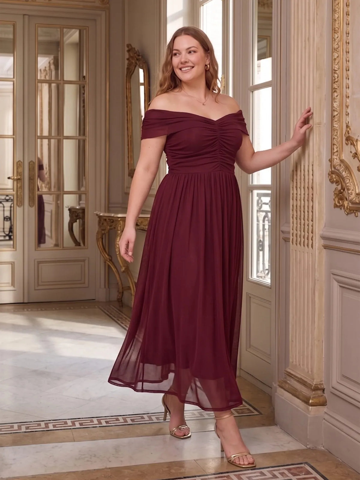 Larui Plus Size Off Shoulder A-Line Dress