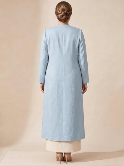 Larui Plus Size Women's Bow-Knot Wedding Long LinenCoat