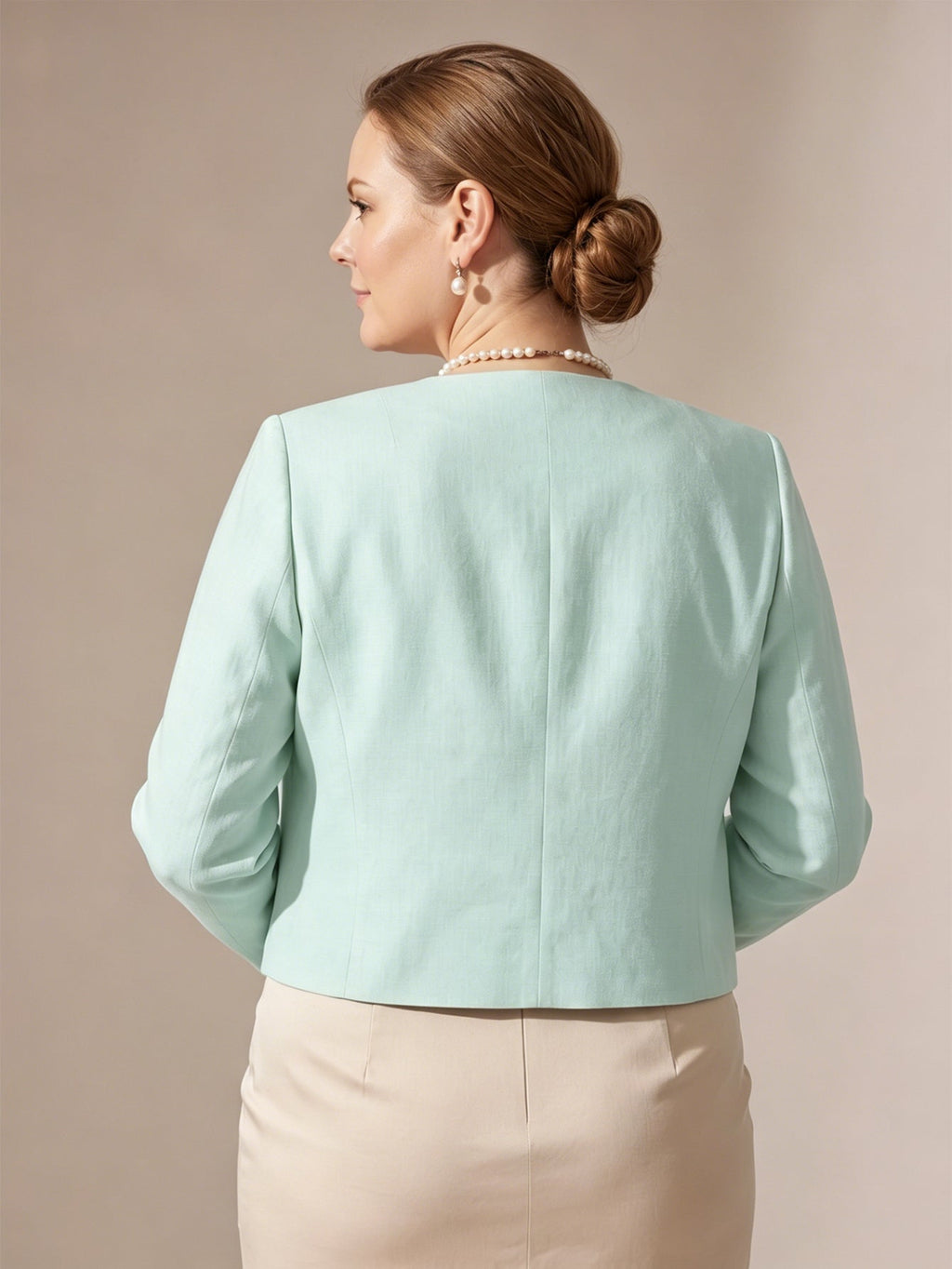 Larui Plus Size Women's Bow-Tie Short Elegant Linen  Jacket