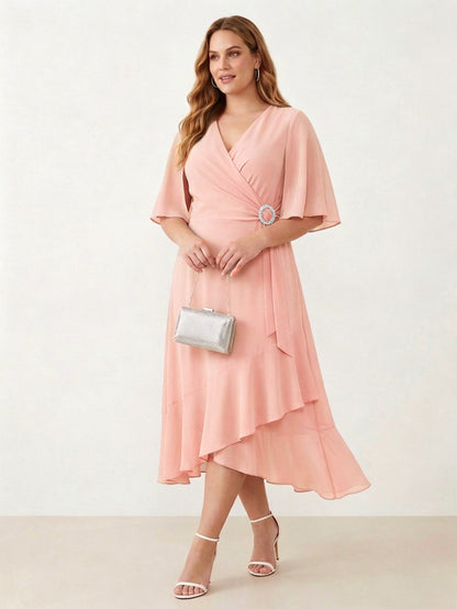 Larui Plus Size Women‘s Chiffon Dress