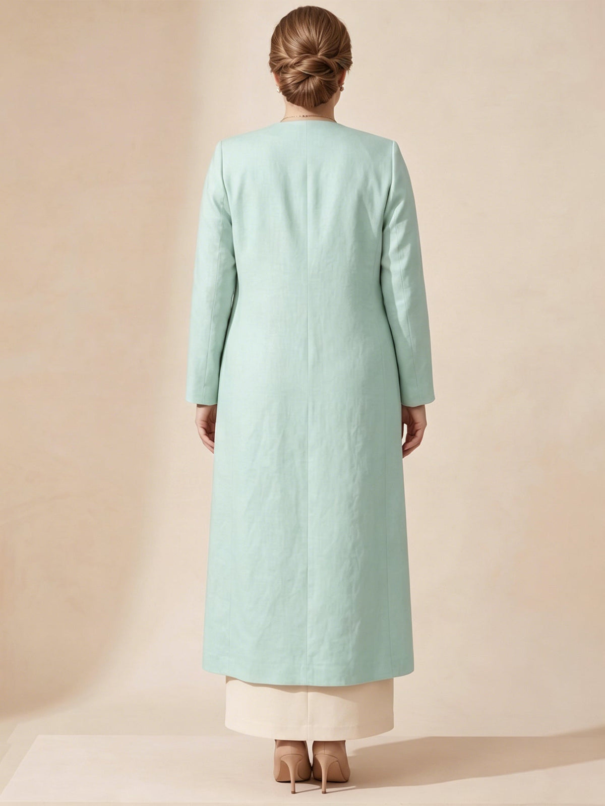 Larui Plus Size Women's Bow-Knot Wedding Long Linen Coat