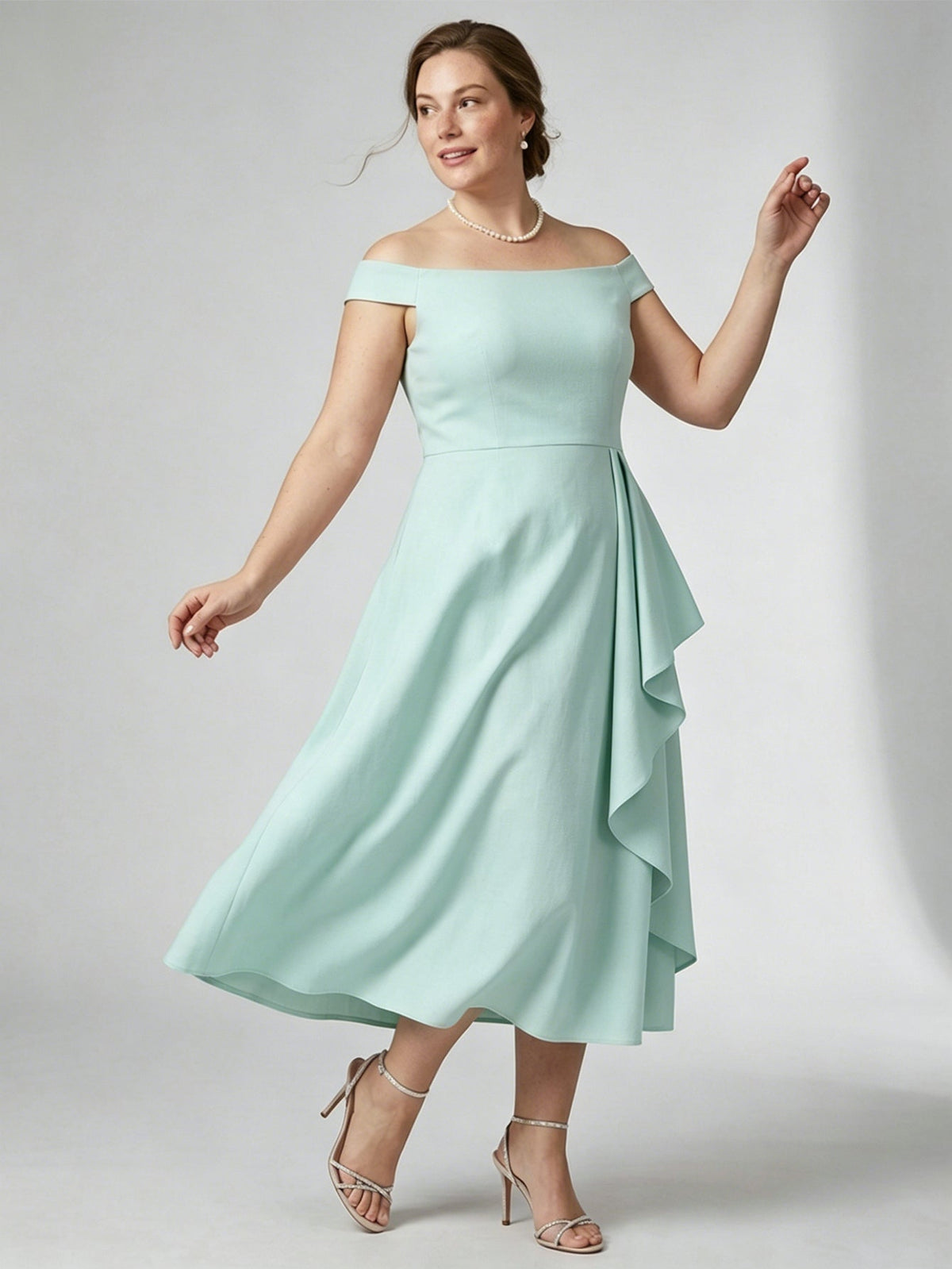 Larui Plus Size Women's Off-Shoulder Elegant Linen Dress