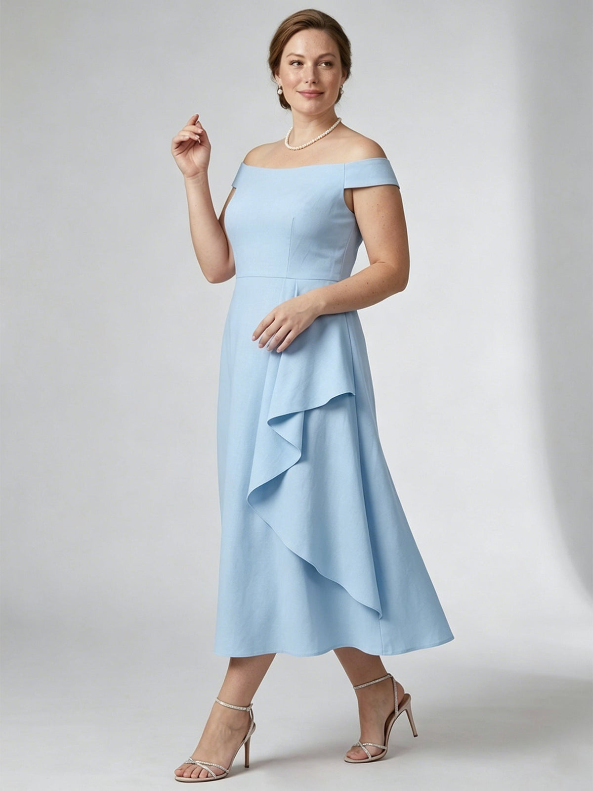 Larui Plus Size Women's Off-Shoulder Elegant Linen Dress