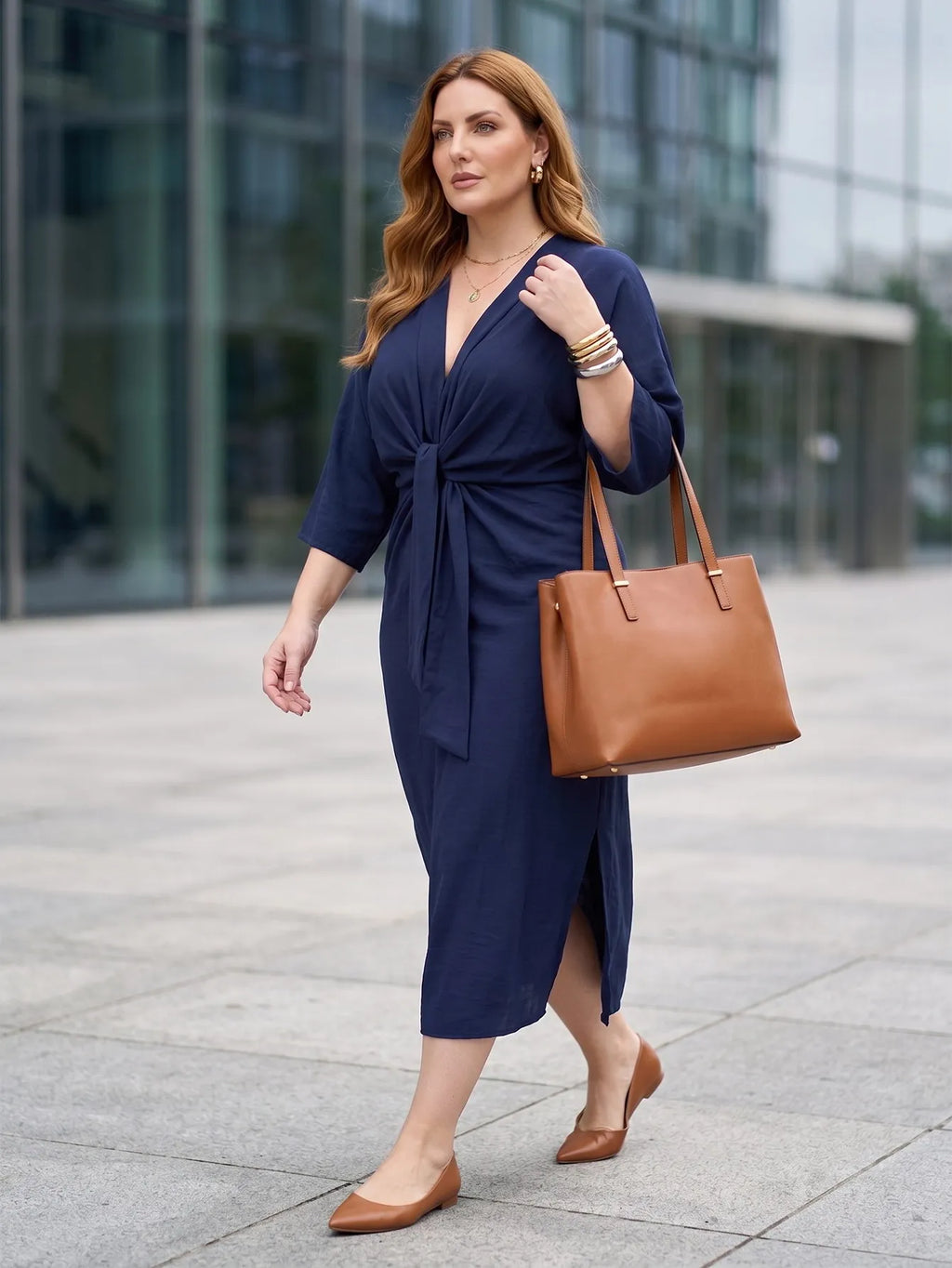 Larui Plus Size Women's Linen Pocket Dress