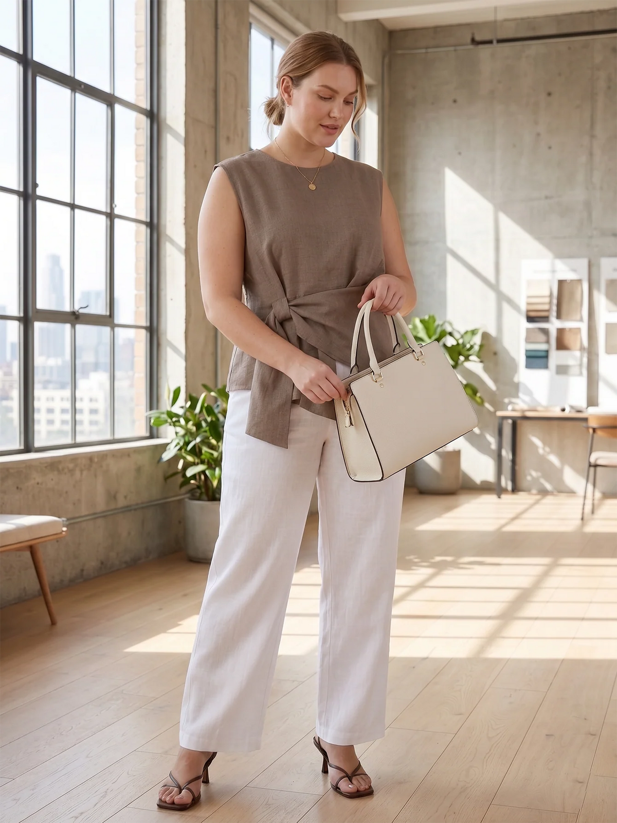 Larui Plus Size Women's Linen Irregular Hem Vest Top