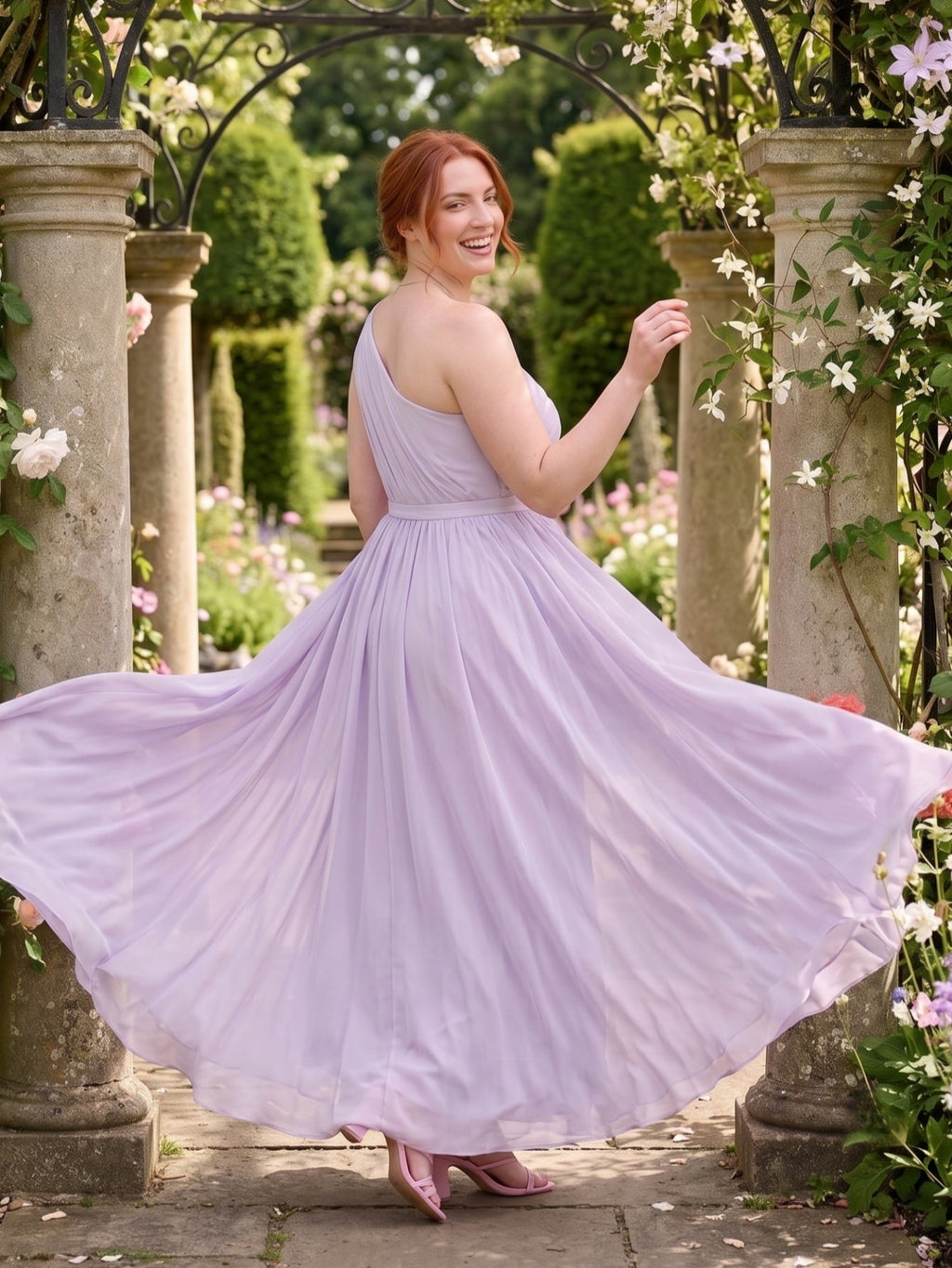 Larui  Plus-Size Women's One-Shoulder  Dress