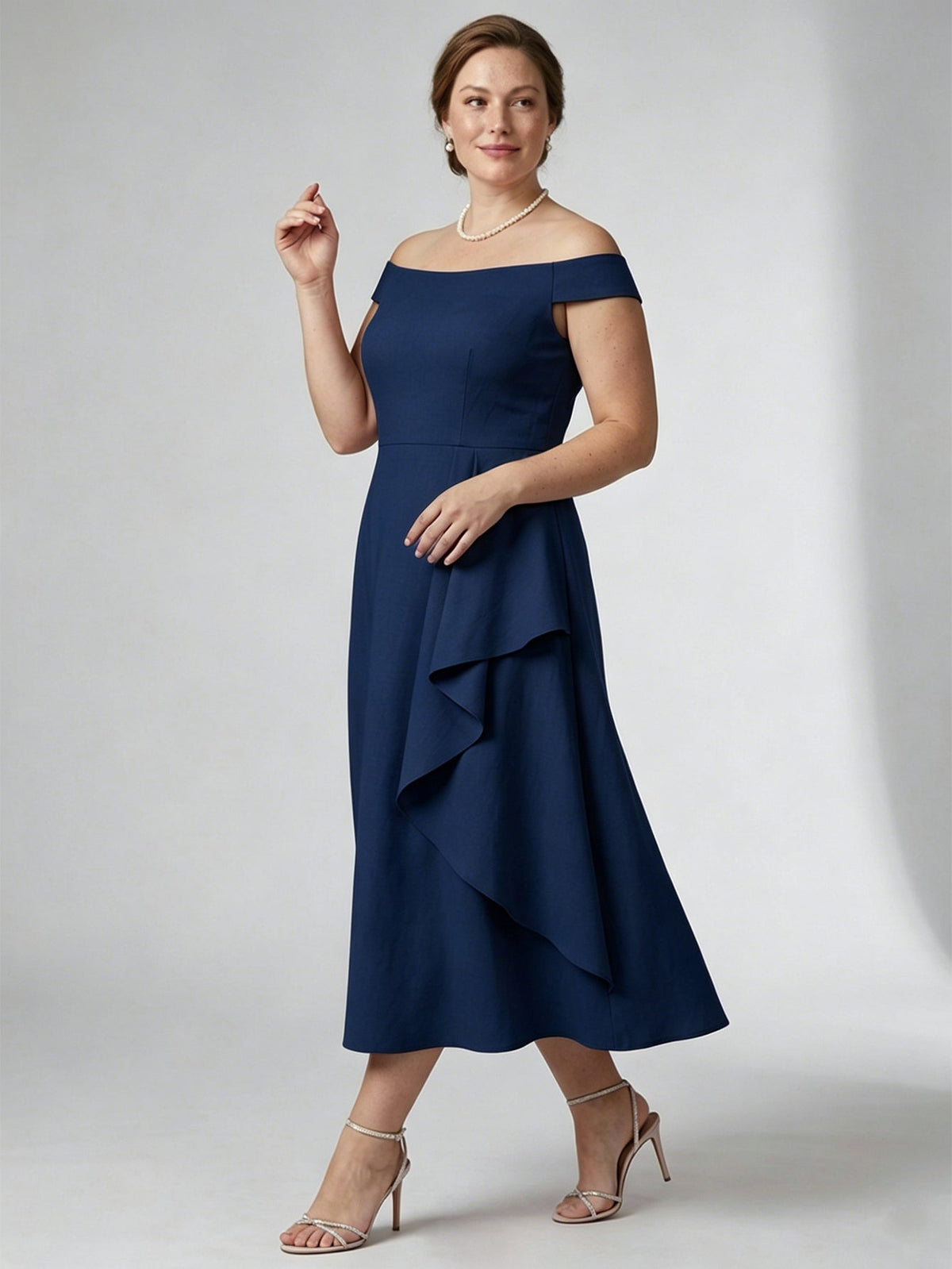 Larui Plus Size Women's Off-Shoulder Elegant Linen Dress