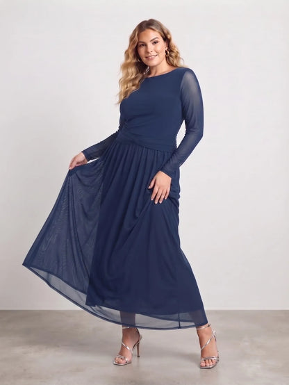 Larui Plus Size Mesh Elegant Long Sleeves Dress