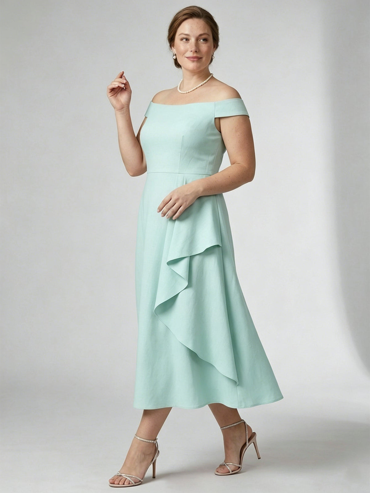Larui Plus Size Women's Off-Shoulder Elegant Linen Dress