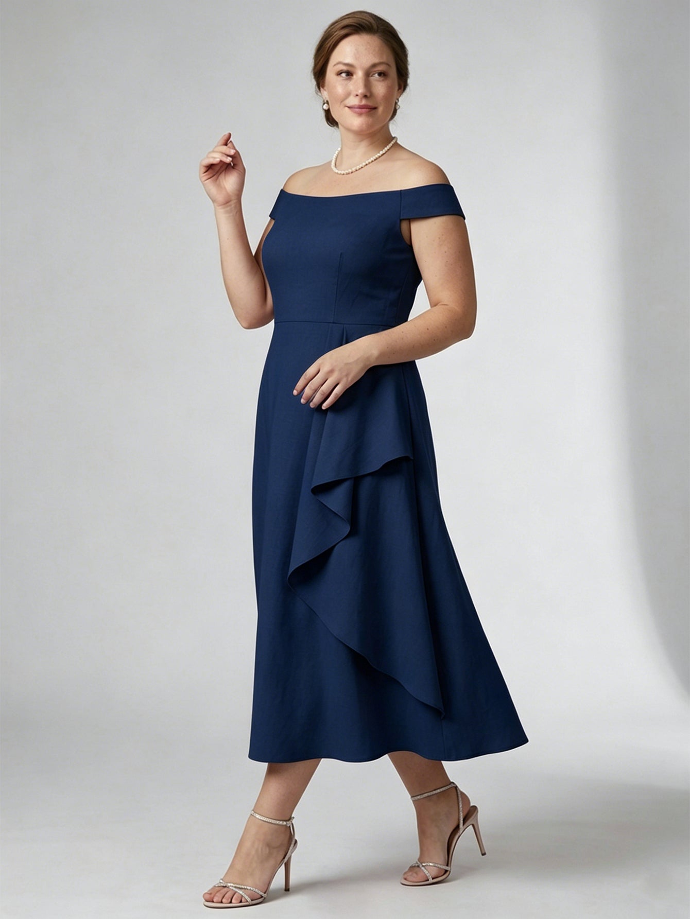 Larui Plus Size Women's Off-Shoulder Elegant Linen  Dress