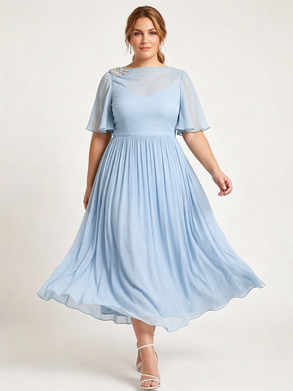 Larui Plus Size Women's Chiffon Dress