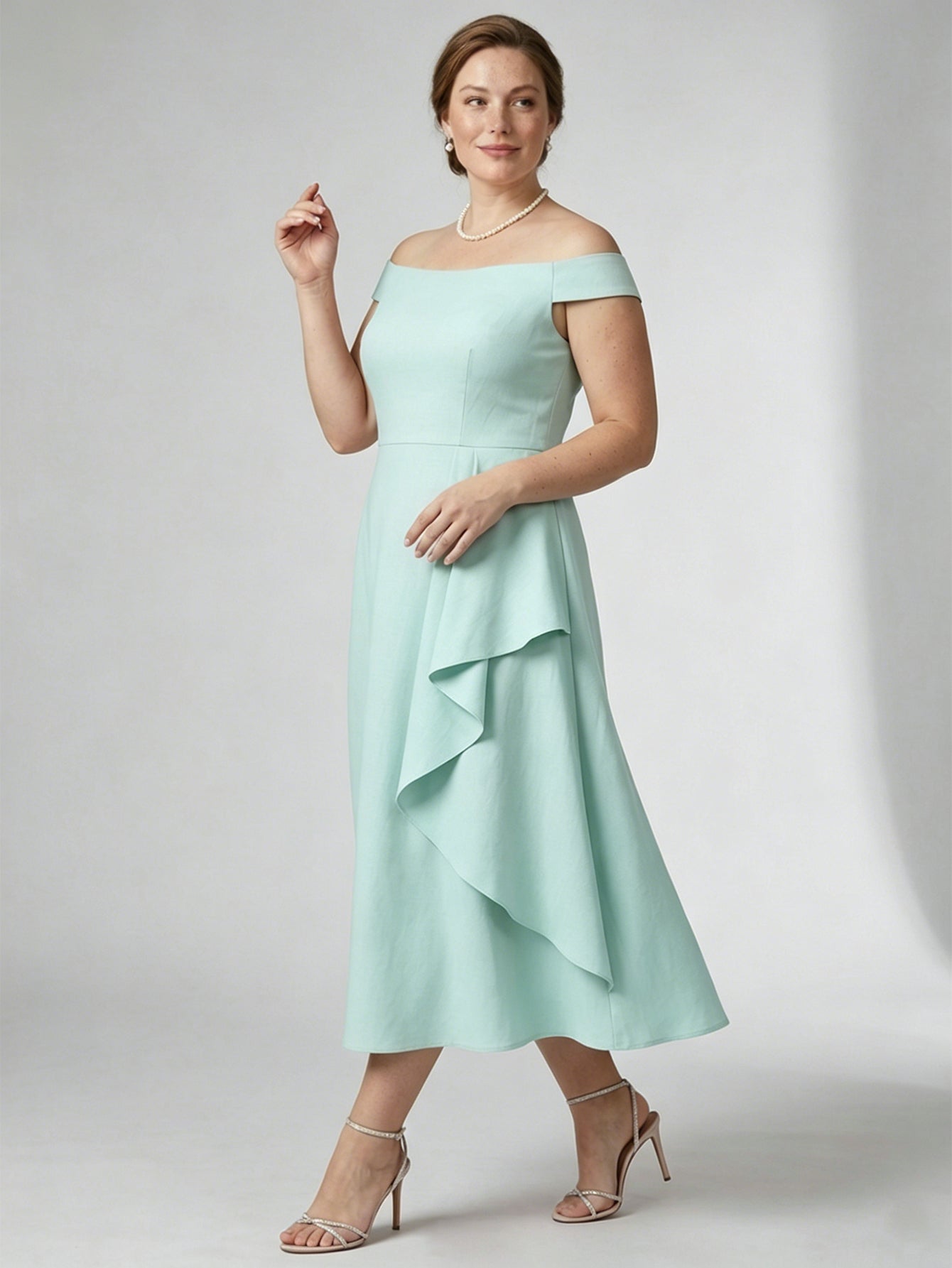 Larui Plus Size Women's Off-Shoulder Elegant Linen Dress