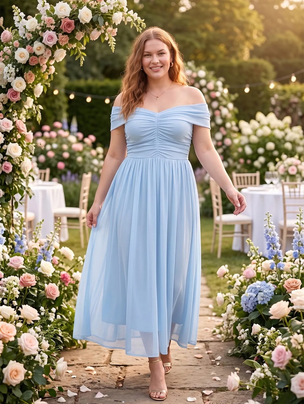 Larui Plus Size Off Shoulder A-Line Dress