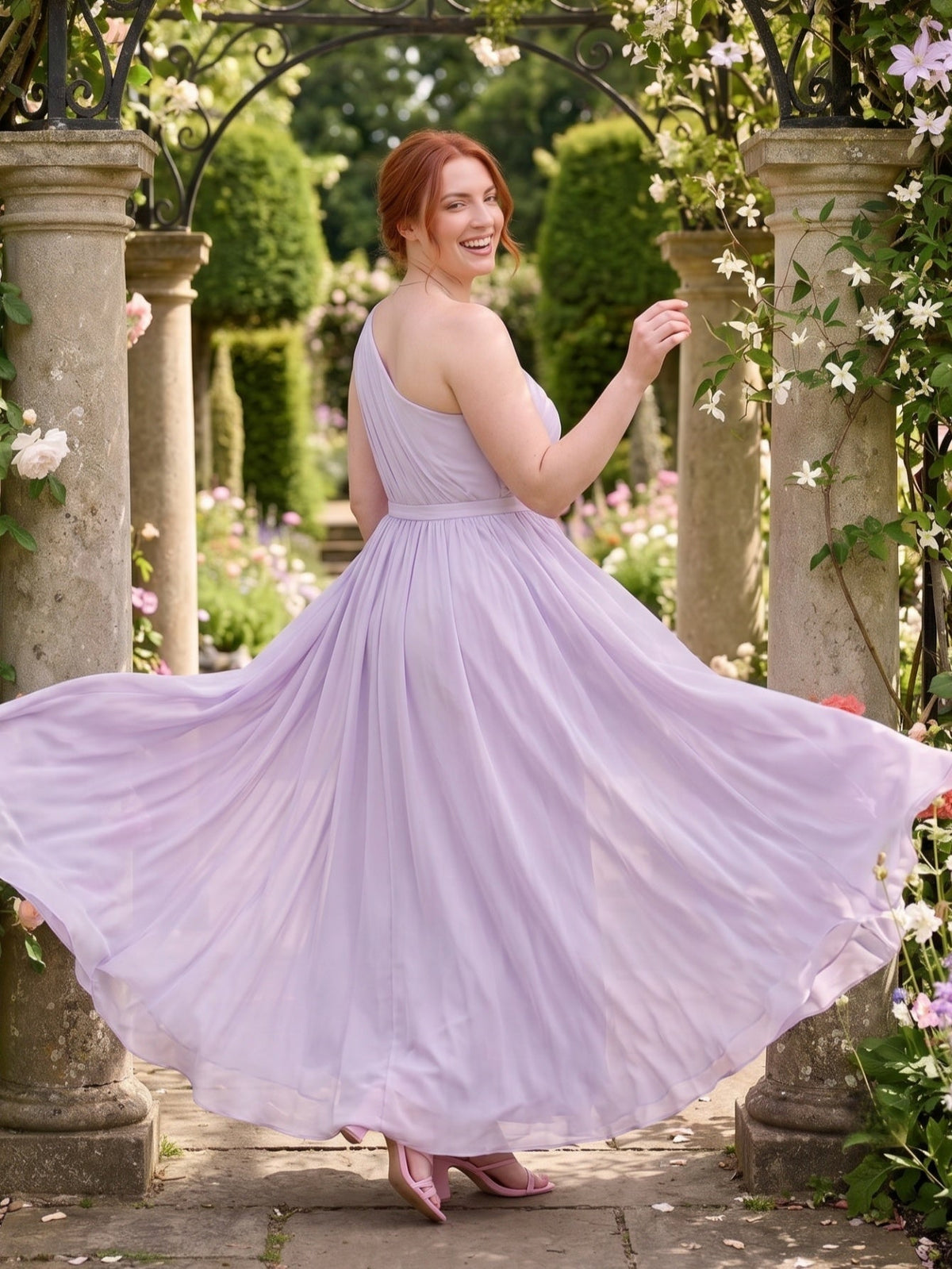 Larui  Plus-Size Women's One-Shoulder  Dress