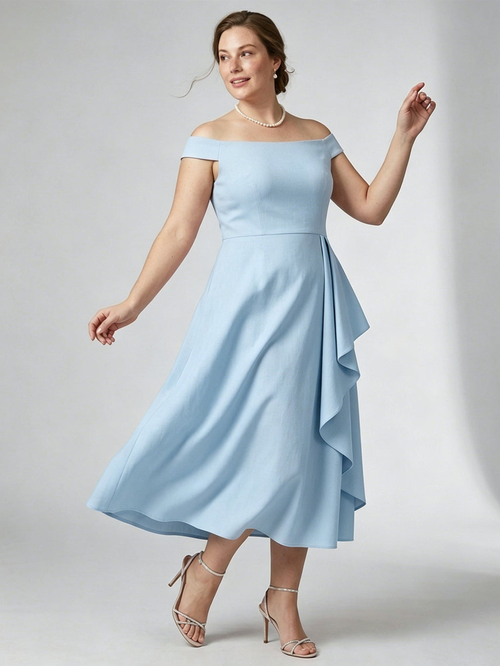 Larui Plus Size Women's Off-Shoulder Elegant Linen  Dress