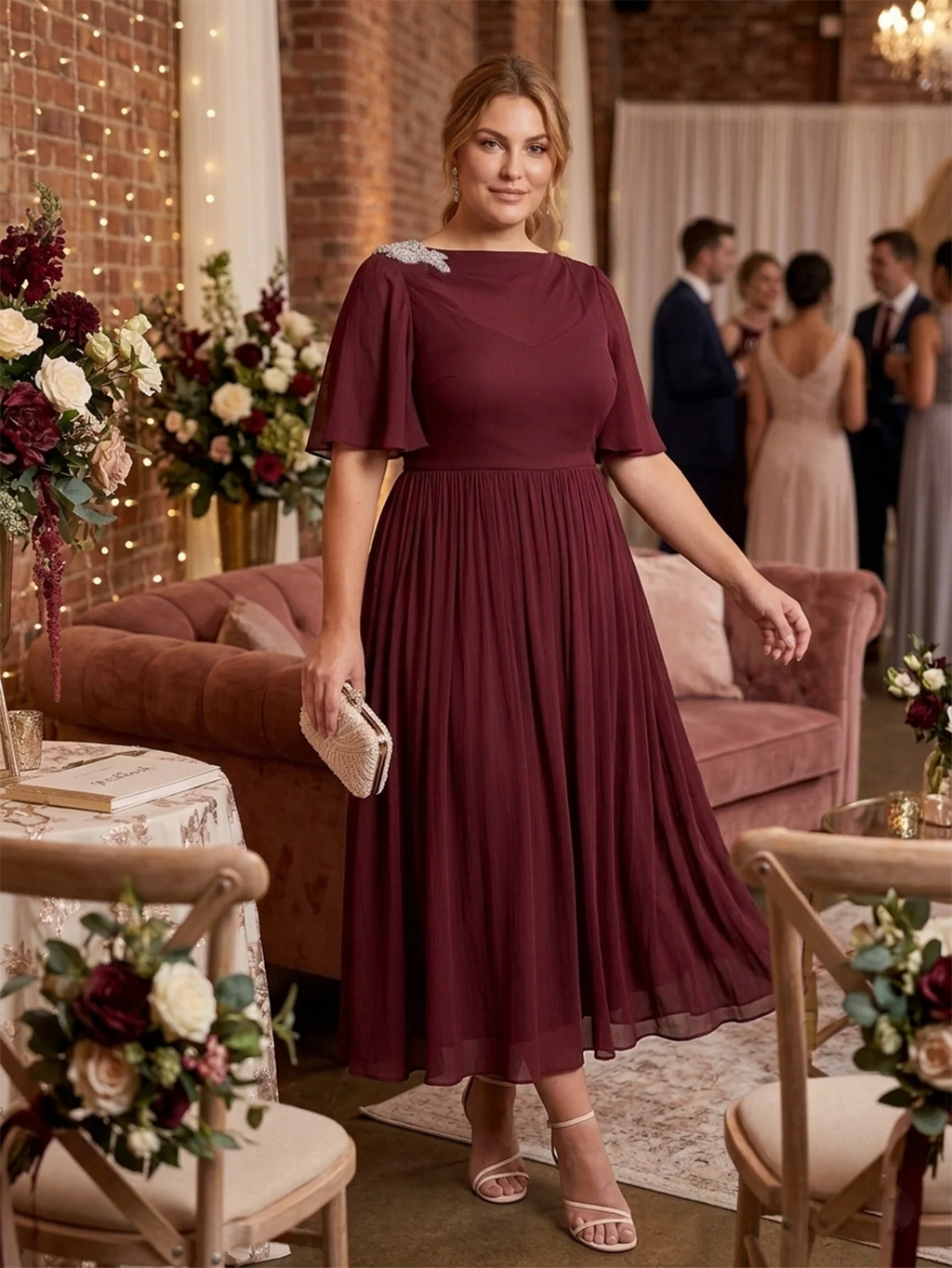 Larui Plus Size Women's Chiffon Dress