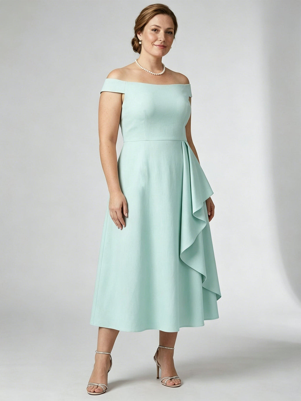 Larui Plus Size Women's Off-Shoulder Elegant Linen  Dress