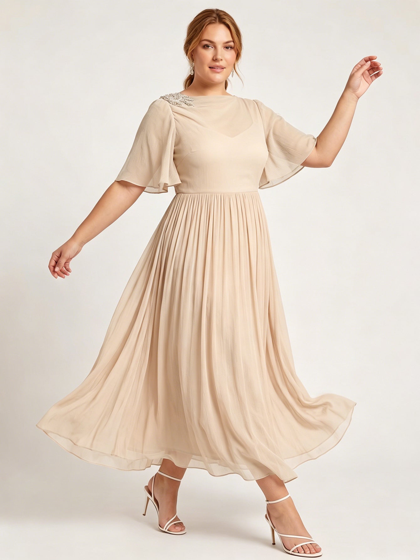 Larui Plus Size Women's Chiffon Dress