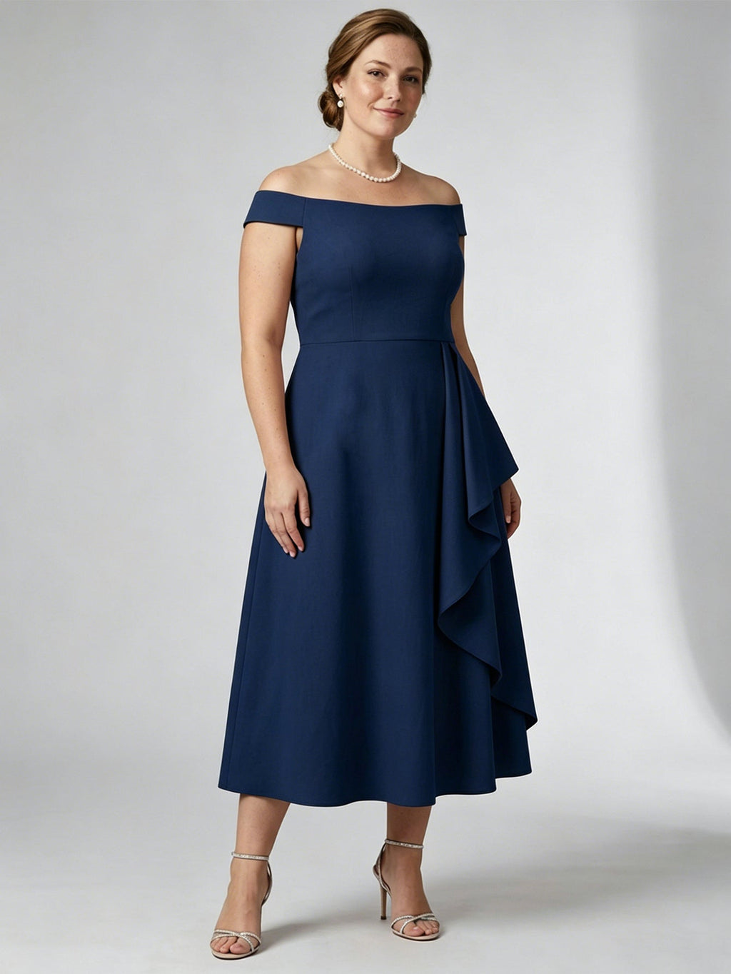 Larui Plus Size Women's Off-Shoulder Elegant Linen Dress