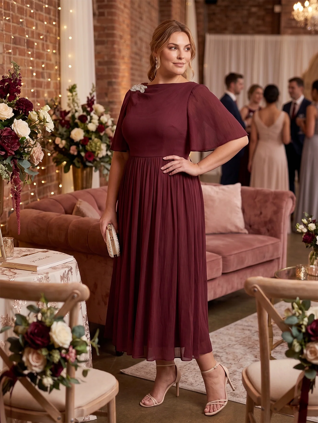 Larui Plus Size Women's Chiffon Dress