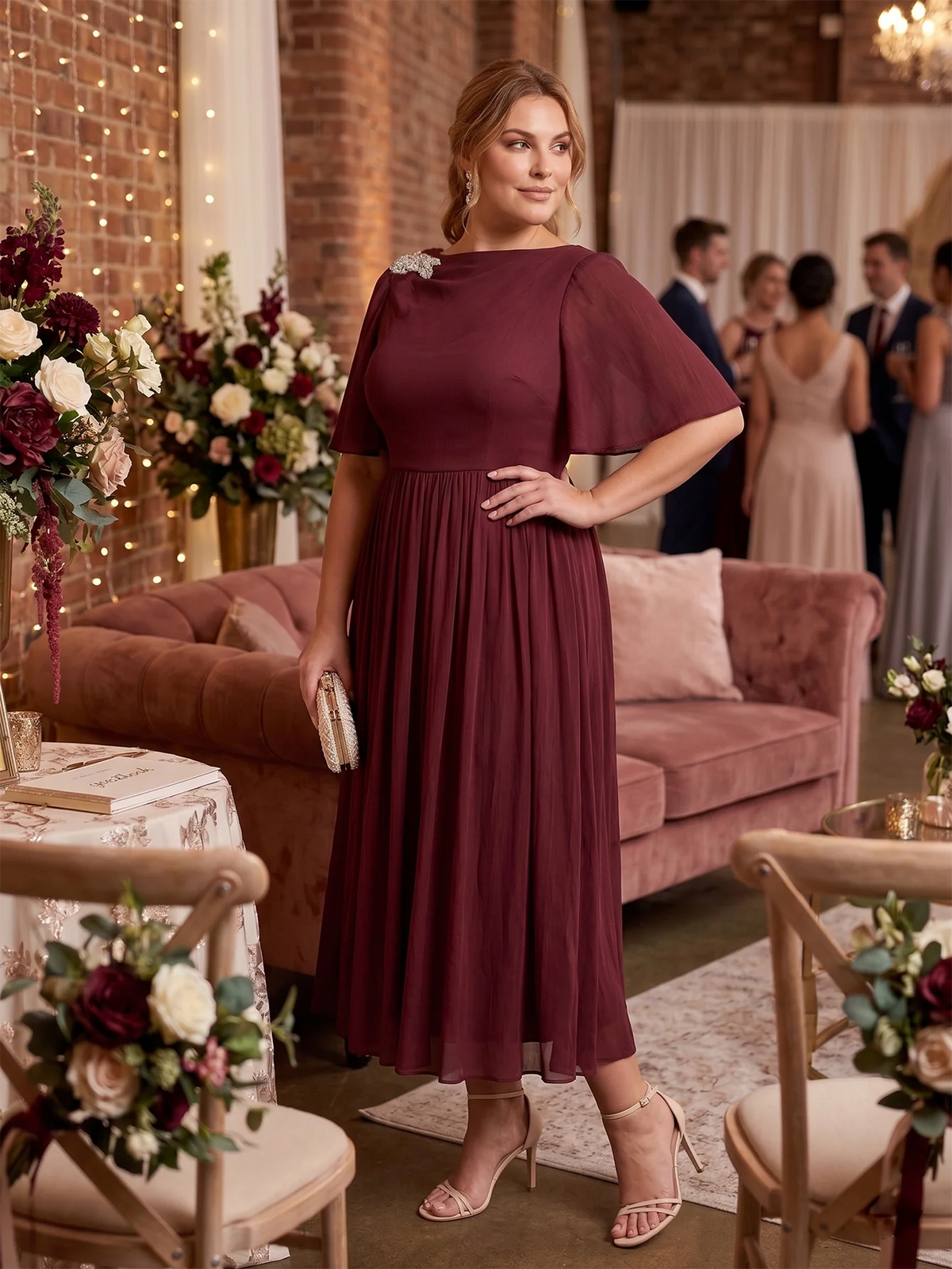 Larui Plus Size Women's Chiffon Dress