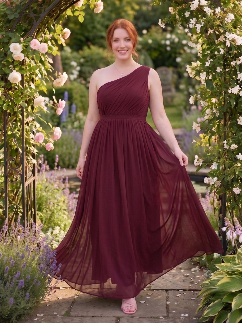 Larui  Plus-Size Women's One-Shoulder  Dress