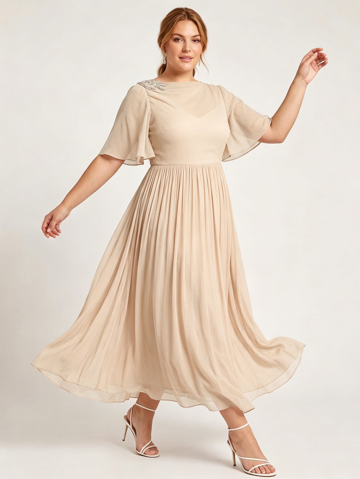 Larui Plus Size Women's Chiffon Dress