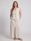 Larui Plus Size Women's LinenSkirt Set (With Asymmetric Hem Tank Top)