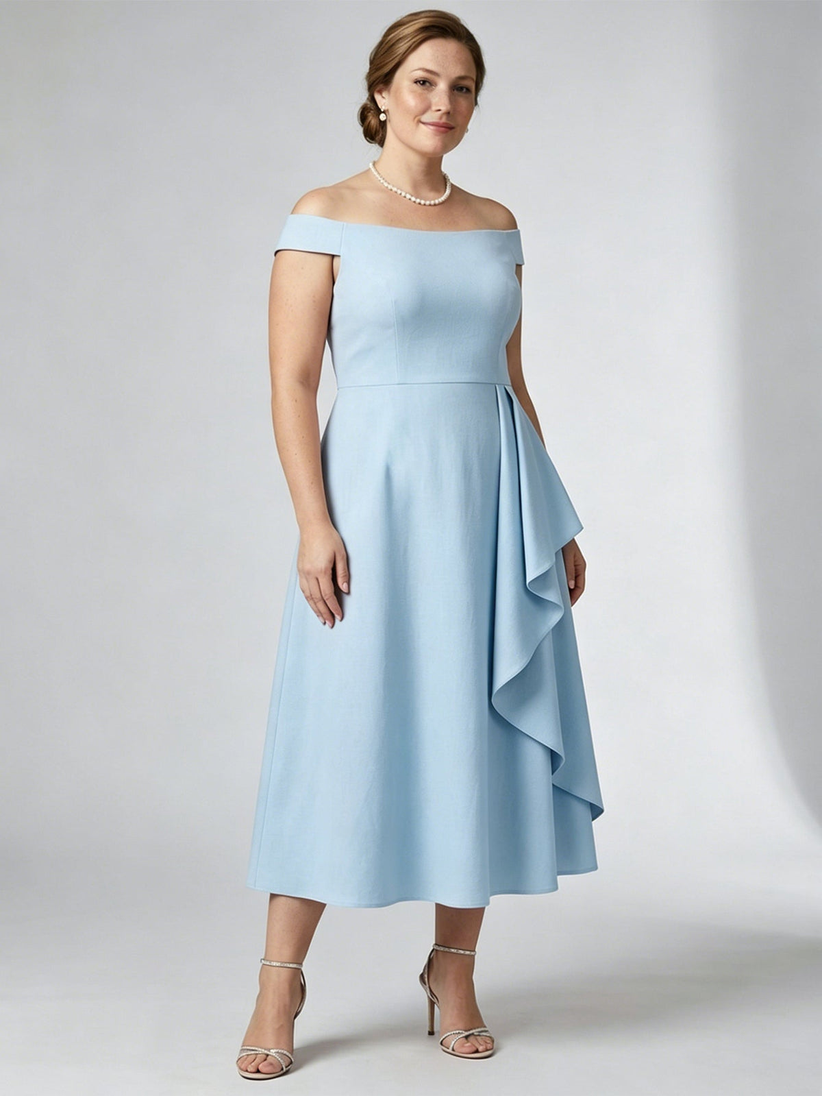 Larui Plus Size Women's Off-Shoulder Elegant Linen  Dress