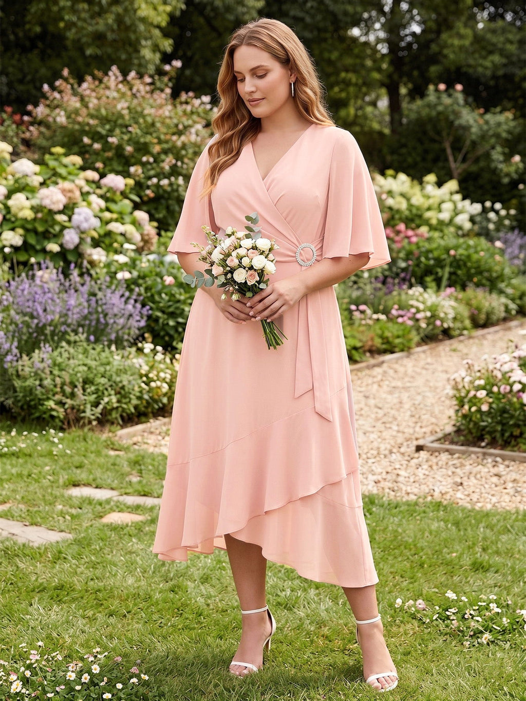 Larui Plus Size Women‘s Chiffon Dress