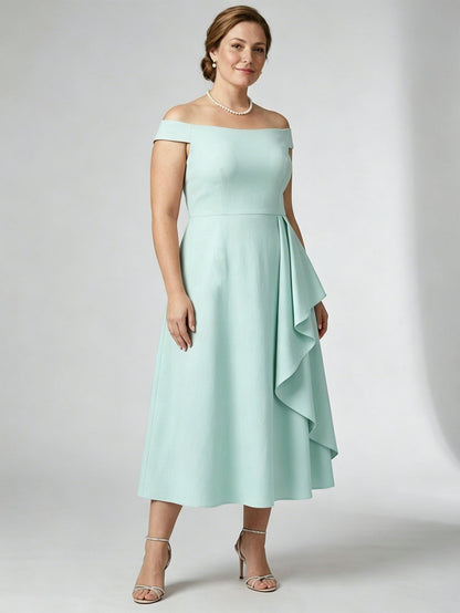 Larui Plus Size Women's Off-Shoulder Elegant Linen  Dress