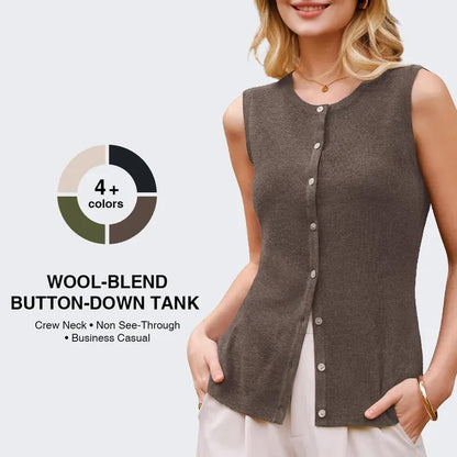 Women's SummerVibes Wool Blend Tank Top Button Down Non See Through Casual Business Outfit 2026