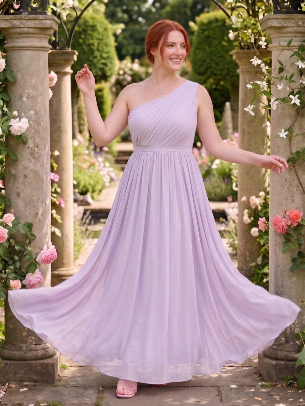 Larui  Plus-Size Women's One-Shoulder  Dress