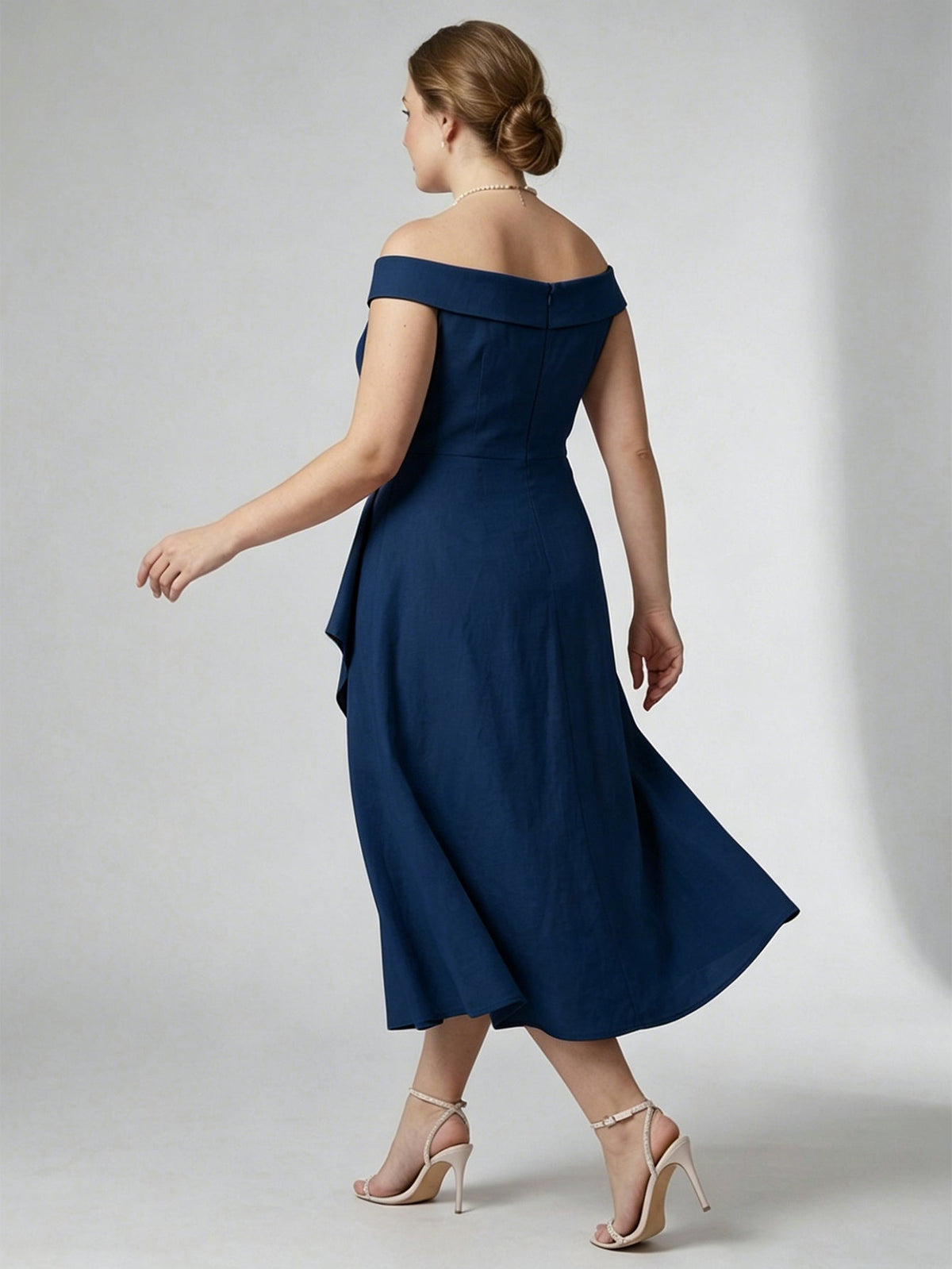 Larui Plus Size Women's Off-Shoulder Elegant Linen Dress