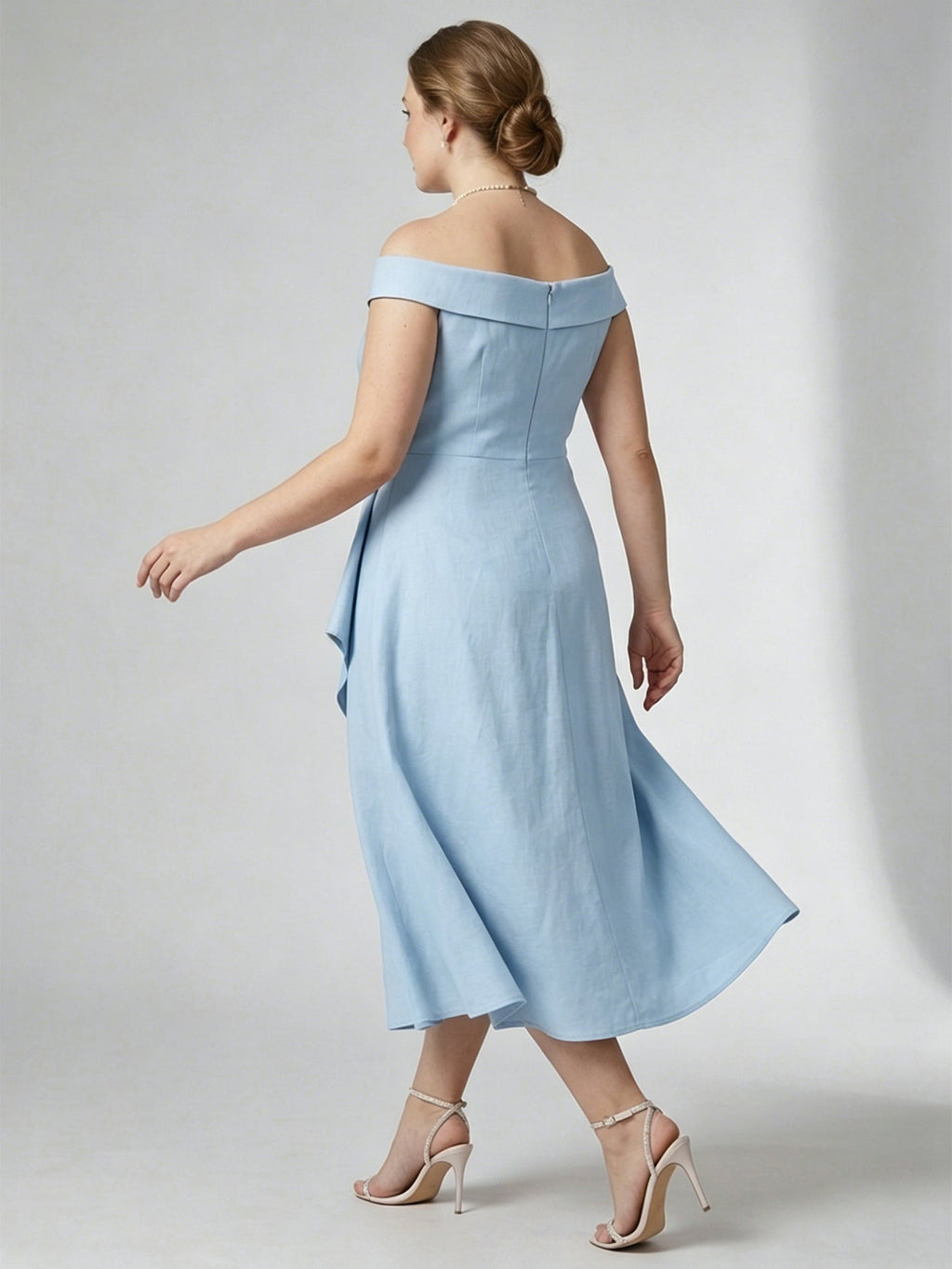 Larui Plus Size Women's Off-Shoulder Elegant Linen Dress