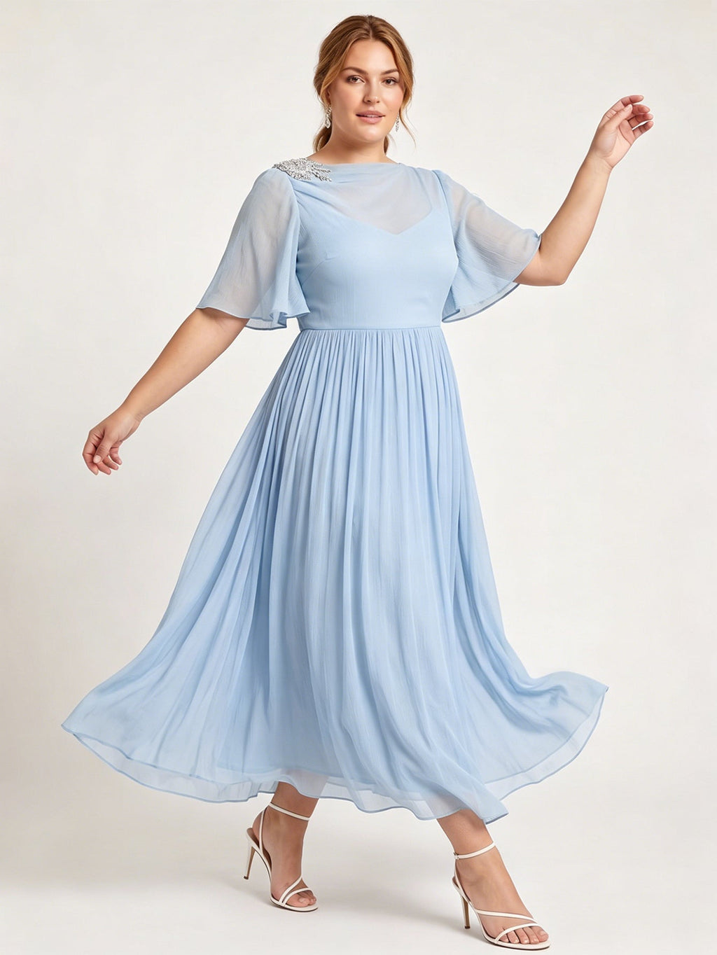 Larui Plus Size Women's Chiffon Dress