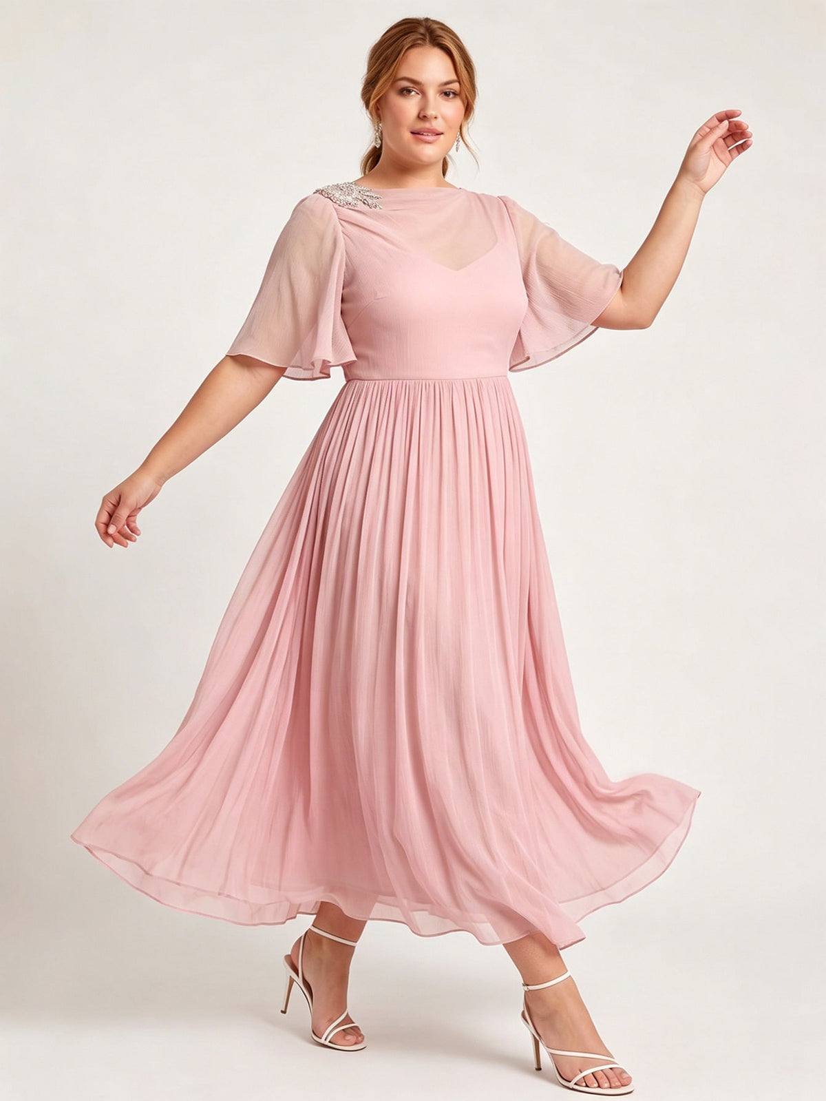 Larui Plus Size Women's Chiffon Dress