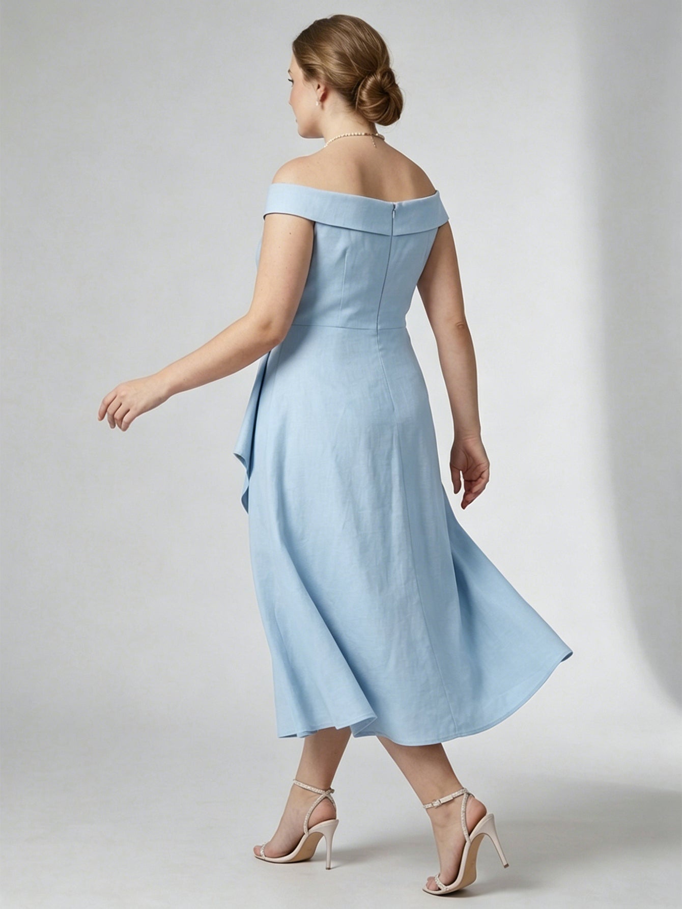 Larui Plus Size Women's Off-Shoulder Elegant Linen Dress