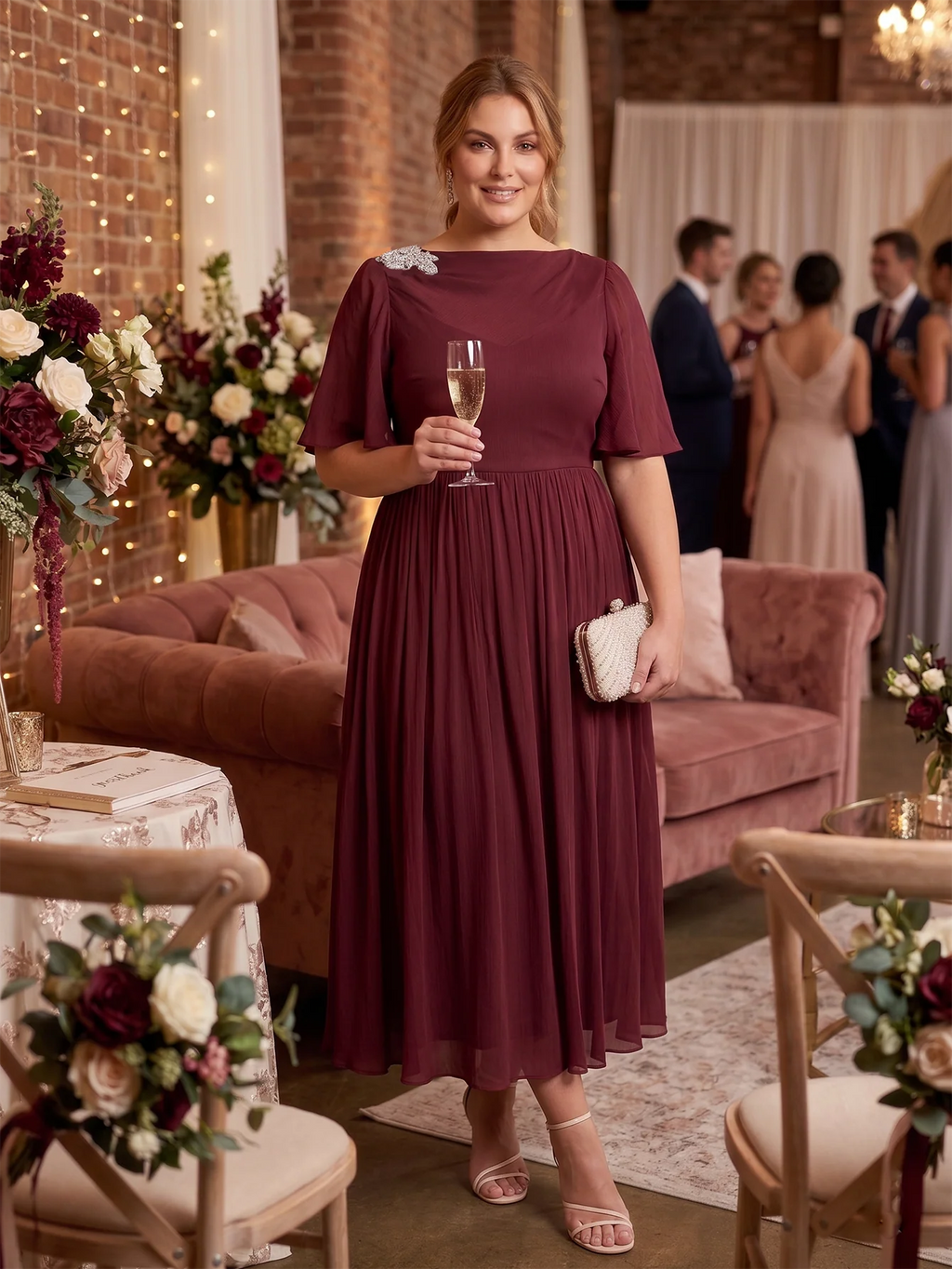 Larui Plus Size Women's Chiffon Dress
